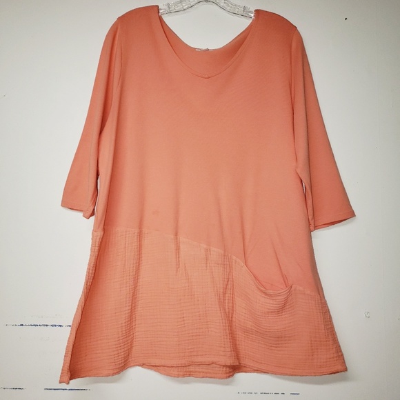 Pure J Jill Tunic With Pocket Size Large Coral - Picture 2 of 6